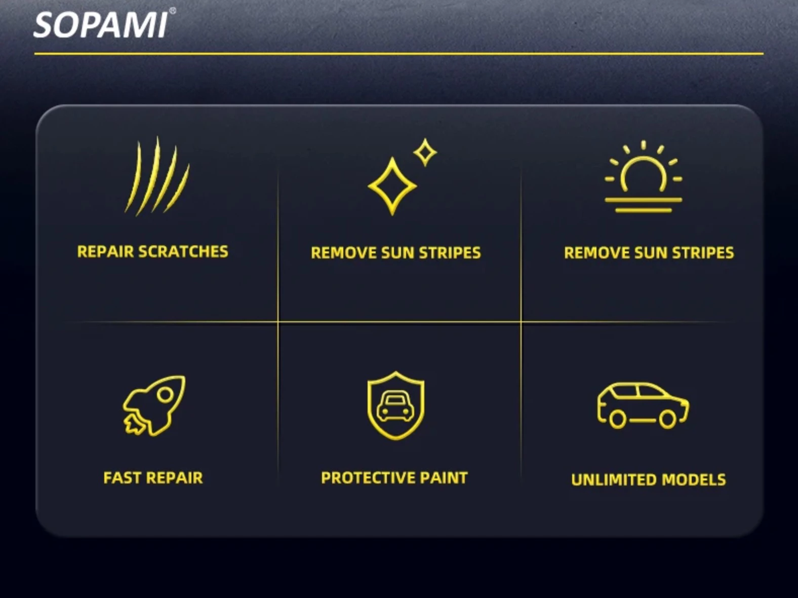 Sopami Car Scratch Wax remove sun stripes, fast repair, protective paint